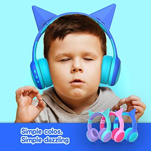 Gorsun Kids’ Purple Cat Ear Bluetooth Headphones – Safe Over-Ear Wireless Headset with 85 d B Volume Limiting, 40-Hour Battery Life, Built-in Microphone, and Bluetooth 5.3 for Toddlers and Young Children – Ideal for Music, Learning, and Playtime Adventures