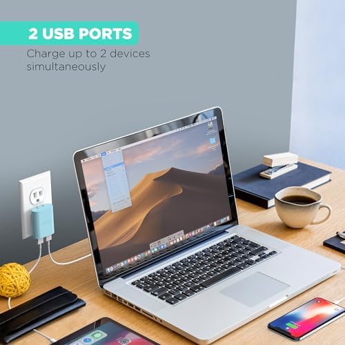 i Home 2-Port USB Wall Charger – Compact Dual Port AC Adapter for Rapid Device Charging – Flat Design for Travel & Home Use – Enhanced Compatibility with Smartphones & Tablets – Safe, High-Speed Charging Solution
