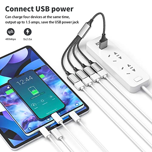 Fidioto 6.6 ft USB Extension Cable Splitter – Expand Your Connectivity with 1 Male to 4 Female Ports for Effortless Data Transfer and Charging – Ideal USB Hub Adapter for Printers, Keyboards, Flash Drives, Play Station, Laptops, and More, Ensuring Superior Compatibility and High-Speed Performance for All Your Peripheral Devices