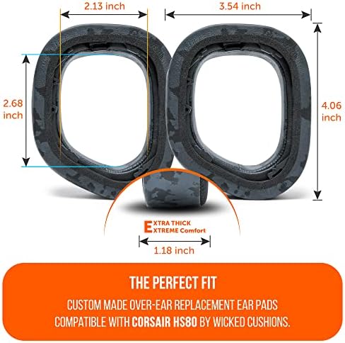 Ultimate Comfort Cooling Gel Earpads for Corsair HS80 Headsets – Wicked Cushions 90’s Black Replacement Ear Cushions for Enhanced Sound Isolation and Long-Lasting Gaming Performance – Perfect for Extended Play and Immersive Audio Experience