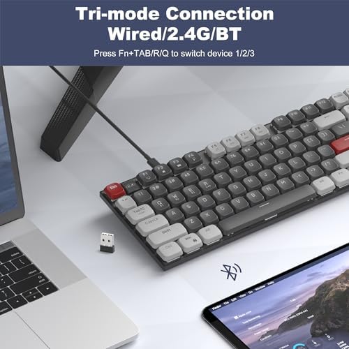 Transform Your Workspace with the Mage Gee Moon104 Wireless Mechanical Keyboard – RGB Backlit, Triple-Mode Connectivity (2.4 GHz, Bluetooth, USB-C) for Enhanced Productivity on PCs, Laptops, and Smart TVs – Ergonomic Design for Comfort and Speed