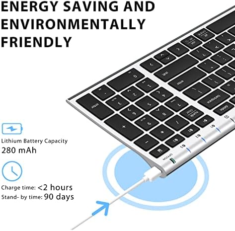 Experience Unmatched Versatility with the i Clever BK10 Bluetooth 5.1 Wireless Keyboard – Ergonomic Comfort Meets Multi-Device Connectivity for Mac, i Pad, i Phone, Android, and Windows – Full-Size Layout with Number Pad for Enhanced Productivity and Seamless Workflow – Rechargeable, Lightweight, and Stylish Design for Effortless Typing Anywhere