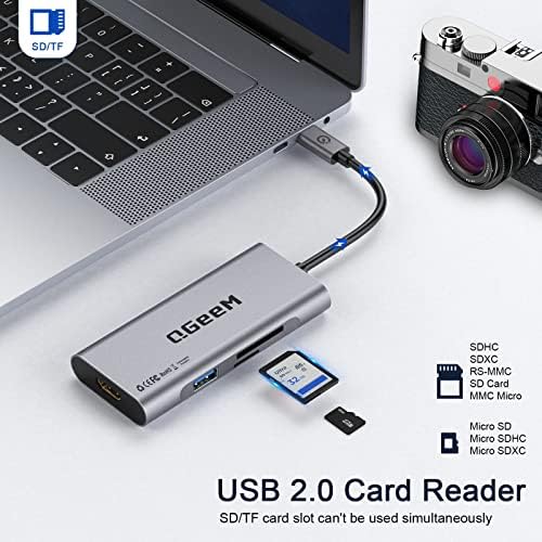 Elevate Your Connectivity Game with the QGee M 7-in-1 USB C Hub – Ultimate 4 K HDMI Adapter for Mac Book, i Phone 15/16, i Pad Pro Max & Chromebook – 100 W Power Delivery, High-Speed USB 3.0 Ports & Integrated Card Reader in Sleek Grey for Superior Performance and Unmatched Versatility