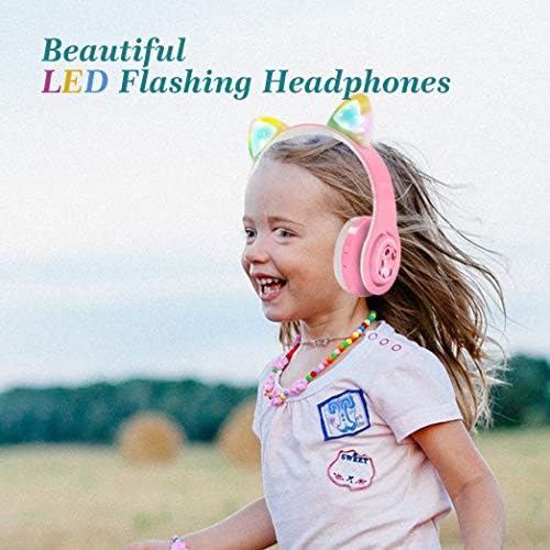 Vibrant Purple Wireless Bluetooth Headphones for Kids with LED Lights – Safe 85 d B Volume Control, Music Sharing Fun, and Long Battery Life – Perfect Over-Ear Headphones for Boys and Girls to Enjoy Music and Learning on the Go
