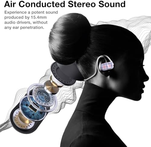 Purity Air Open Ear Headphones – Advanced True Air Conduction Wireless Bluetooth Earbuds with Dual Mic for Clear Calls – Ergonomic, Sweat-Resistant Design for Active Lifestyles – Compatible with i Phone & Android – Ultimate Comfort and Audio Awareness