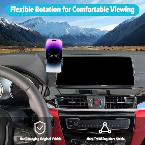 BMW X2 2022-2023 Car Phone Holder with Integrated Glasses Case – Secure Mount for 10.25-Inch Screens, Perfect for Thick Cases & Hands-Free Navigation, Compatible with 4.7 to 7-Inch Phones, Effortless Installation & Durable Design for Enhanced Driving Experience