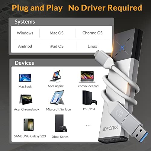 i Dsonix High-Speed M.2 NVMe Enclosure Adapter with Heavy-Duty Protector – 10 Gbps USB C SSD Converter for M.2 PCIe & AHCI SATA – Ultimate Portable Storage Solution with Enhanced Durability and Rapid Data Transfer Efficiency