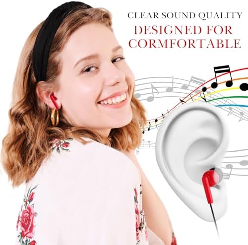 Kanayu 100 Pack Classroom-Ready Wired Earbuds – High-Quality 3.5 mm Jack Earphones for Enhanced Student Learning, Individually Packaged for Quick Distribution, Lightweight Comfort for Focused Educational Experiences