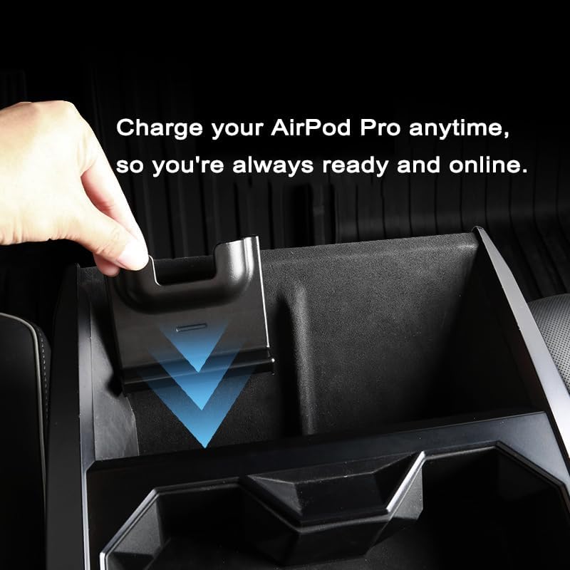 Tesla Cybertruck Wireless Charging Mount for Air Pods Pro (2024-2025) – Fast Charging, Sleek Design, Essential Interior Accessory for Organized Driving