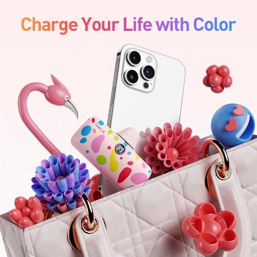 Compact i WALK 4,800 m Ah Portable Charger – High-Speed 18 W PD Power Bank with Built-in USB-C for Seamless Charging of i Phone 15/16/Pro/Max & Samsung Galaxy S25/S24/S23 – Ideal Travel Companion for On-the-Go Power Solutions