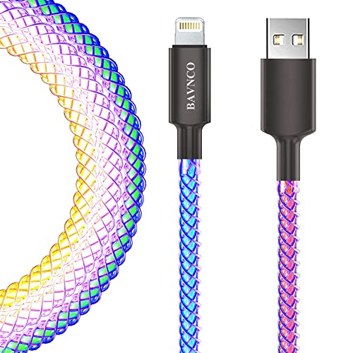 Illuminate Your Charging Routine with the Apple MFi Certified 5 ft RGB Lightning Cable – Fast Charging Data Cord for i Phone 14, 13, 12, 11 Pro, XS Max, XR, X, 8, 7, 6, i Pad & i Pod – Stylish, Durable, and Versatile USB Charger with Gradual LED Light Feature for Enhanced Visibility and Connectivity