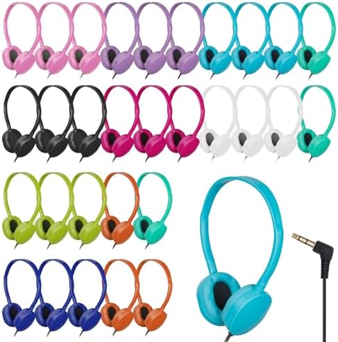 Classroom Essential 30-Pack Multi-Color Headphones: Durable, Comfortable, and Versatile Earphones for Students, Teens, and Adults – Perfect for Learning, Group Activities, and Enhanced Device Compatibility