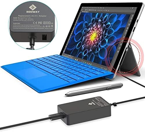 High-Performance 65 W Surface Pro Charger – Universal Compatibility for Surface Devices, Fast Charging with 6 FT Cable & USB Port, Safe & Efficient Power Supply for Surface Pro 9/8/7/6/5/4/3, Surface Laptop 5/4/3/2/1, Surface Book, & Surface Go Models