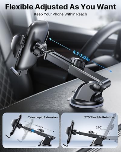 andobil Military-Grade Car Phone Holder Mount – Bumpy Road Resilient Dashboard & Windshield Universal Phone Holder for i Phone 16 Pro Max, 15, 14, 13 & Samsung Devices – Enhanced Stability, 360-Degree Rotation, and Easy Access to Navigation and Calls