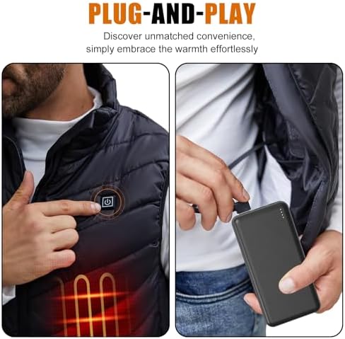 Stay Cozy Anywhere: 20000 m Ah 5 V/2 A Heated Electric Vest Battery Pack with Dual USB Output – Ideal Power Bank for Heated Jackets, Hoodies, and Pants for Men & Women – Enhanced Safety Features for Reliable Outdoor Comfort