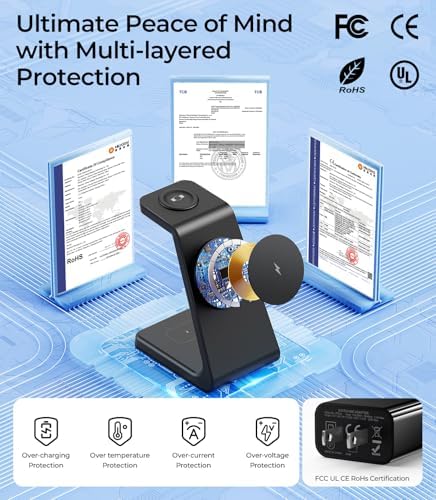 Magnetic Wireless Charging Station for Samsung Devices – 3-in-1 Fast Charging Hub for Galaxy S25, S24, S23, Z Fold 7, Flip 7, Galaxy Watch Ultra/8/7/6, and Galaxy Buds – Effortless Magnetic Alignment, Enhanced Compatibility, and Sleek Design for Home and Office Use – Premium Safety Features with Smart Chip Protection – Perfect Gift for Tech Enthusiasts