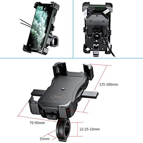 Transform Your Motorcycle Experience with the i MESTOU 15 W Qi Wireless Charger & Dual Phone Holder – Universal Fit for 3.5-6.8 Inch Devices, Fast Charging, and Waterproof Durability for All Conditions