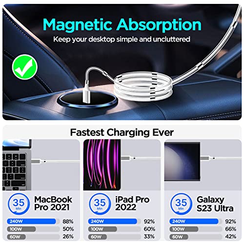 Revolutionize Your Charging Experience with the AICase 6.5 FT Magnetic Charging Cable – Type C to Type C for Fast, Secure Connections | Ideal for Samsung S23/S22/S21/S20 Ultra, Mac Book Pro/Air, and i Pad Pro Models | High-Speed Data Transfer, Effortless One-Handed Use, Enhanced Device Compatibility, Durable Design for Long-Lasting Performance