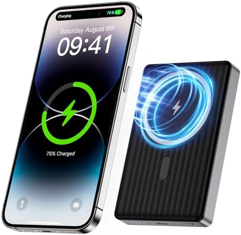 Magnetic Wireless Power Bank 10000 m Ah – Fast Charging Portable Charger for Samsung Galaxy S25/S24/S23/S22/S21 & Google Pixel 9 Pro/8/8 a – 20 W USB-C Battery Pack with Enhanced Magnetic Alignment for Hassle-Free Charging Anytime, Anywhere
