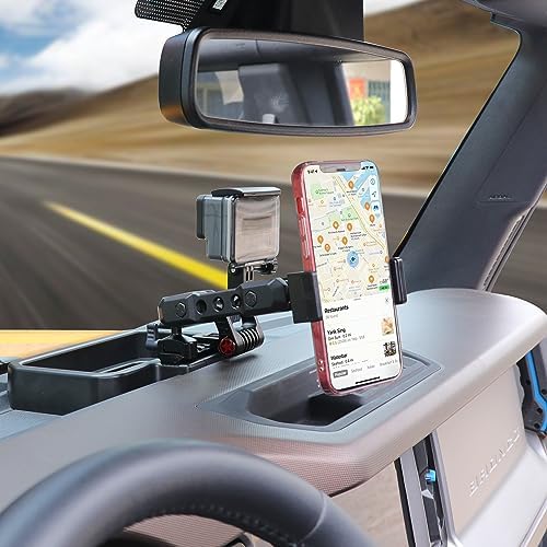 Revolutionize Your Ford Bronco Experience with the 360° Adjustable Dash Phone Mount Holder – Precision-Engineered Aluminum Smartphone Bracket for 2021-2025 Models, Perfect for 2-Door and 4-Door Interiors, Effortless Installation, Stylish Black Design for Maximum Durability and Functionality