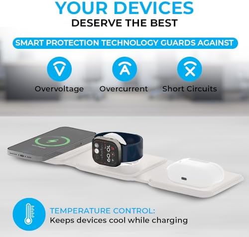 Ultimate 3-in-1 Magnetic Wireless Charging Station for i Phone, Apple Watch & Air Pods – Rapid Charge Dock with 20 W Adapter, Foldable Design for Travel & Home Use, Effortless Compatibility with All i Phone Models, Sleek Aesthetic & Safety Features for a Clutter-Free Experience