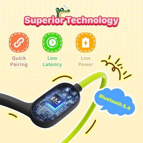 Kid-Friendly Bluetooth Earbuds with IPX5 Waterproof Protection – Lightweight Design, 85 d B Hearing Safety, Built-in Microphone, and Seamless Compatibility for Active Play and Learning