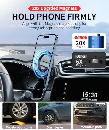 Maser Weller Premium Car Phone Holder for Honda HR-V & CR-V (2023-2025) – 360° Rotatable Mag Safe-Compatible Mount for 7/9-Inch Screens – Tool-Free Installation with Secure Fixed Clip Design for Ultimate Convenience and Safety