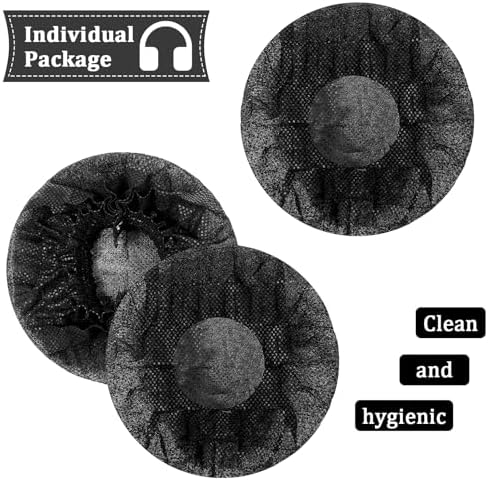 300 Disposable Headphone Covers – Premium Non-Woven Sanitary Fabric for Ultimate Hygiene and Comfort, Perfect for Salons, Gyms, and Events – Black Earphone Protectors for Superior Fit (L-11 cm)