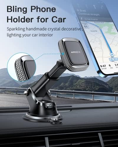APPS2 Premium Mag Safe Car Mount for i Phone 16/15/14/13/12 – Advanced Dashboard Holder with Strong Suction & Wireless Charging Compatibility – Perfect for Safe Navigation and Hands-Free Calls