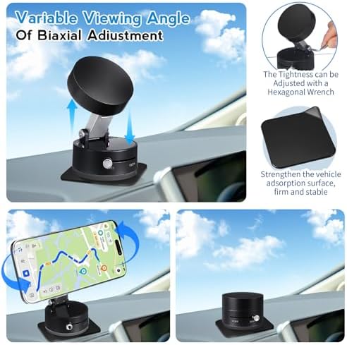 Kingdder Vacuum Magnetic Suction Phone Holder Updated 360° Rotatable and Foldable Magnetic Phone Mount Stand for Car, Gym – Enhanced Compatibility and Speed