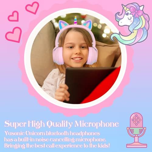 Enchanting Unicorn Wireless Headphones for Kids – Stylish Pink Foldable Design with Light-Up Features, Perfect for Tablets and Toddlers – Superior Sound Quality and Comfort for Magical Listening Adventures – Durable, Adjustable, Tangle-Free Fun for Every Little Girl