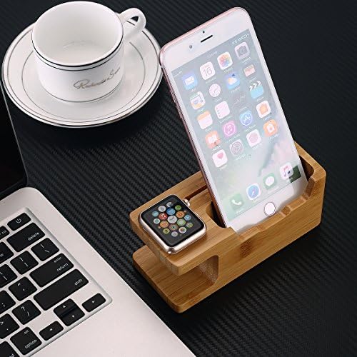 Premium Bamboo Multi-Device Charging Dock: AICase Elegant Wooden Nightstand Organizer for Smartphones, Tablets & Smartwatches – Stylish & Durable Solution Ideal for Home and Office Decluttering