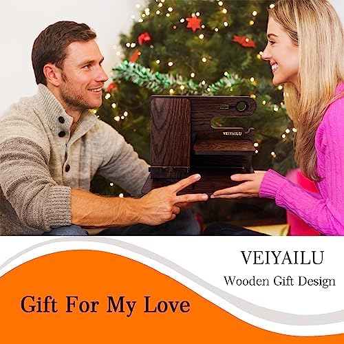 Gifts for Dad Men Mom Women from Daughter Son Birthday Gifts Nightstand Organizer Mens Wood Phone Docking Station (Black) – Enhanced Compatibility and Speed