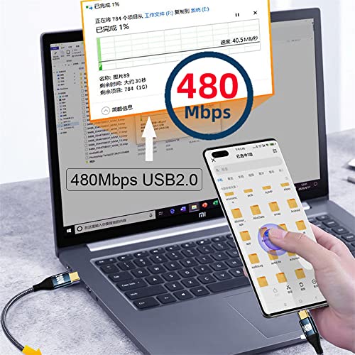 NFHK 240 W USB-C Type-C Charging Cable – 90-Degree Low Profile Angled Design for Optimal Convenience | 480 Mbps Fast Data Transfer | 200 cm Length for Laptop, Tablet & Phone Compatibility | Enhanced Durability & Performance