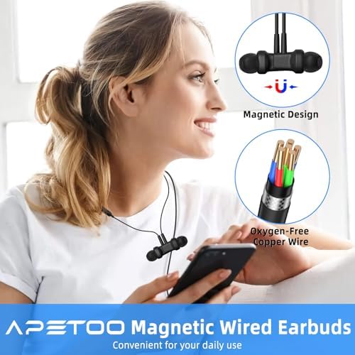 APETOO USB C Wired Earbuds: Unmatched Sound Quality and Noise Isolation for Samsung Galaxy S25/S24/S23 & i Phone 16 – Ergonomic In-Ear Design for Ultimate Comfort and Broad Device Compatibility – Fast USB C Connectivity for Effortless Music Enjoyment and Immersive Listening Experience