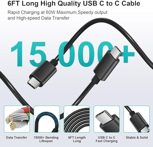 20 W Dual-Port USB C Charger Block 2-Pack with 6 FT Cables – Rapid Power Delivery for i Phone 16/15 Pro Max & Galaxy Series – Fast Charge Anywhere with Enhanced Safety Features and Portable Design