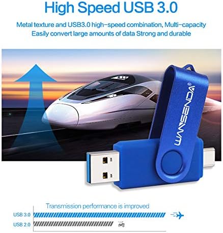 Wansenda 128 GB USB C Dual Connector Flash Drive – High-Speed USB 3.0/3.1 Memory Stick for Effortless Data Transfer on Android, PC, and Mac – Compact and Durable Storage Solution for Photos, Videos, and Files