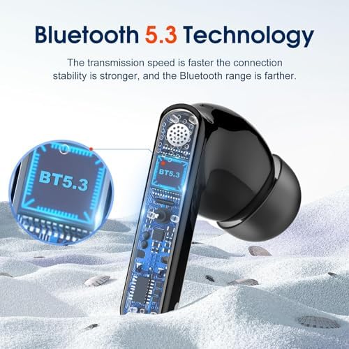 Aptkdoe Wireless Earbuds with Bluetooth 5.3 – Premium Noise-Cancelling Sound, 48-Hour Playtime, IPX7 Waterproof Design, LED Battery Indicator – Ideal for Sports, Workouts, and Daily Use on Android & i OS Devices