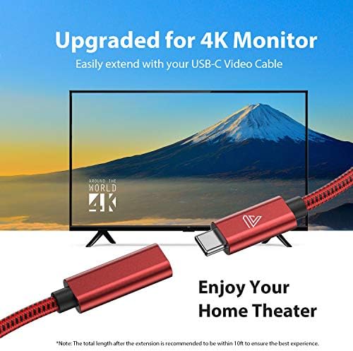High-Speed USB C Extension Cable (20 Gbps Data Transfer, 240 W Fast Charging, 3.3 Ft) – USB 3.2 Type C Male to Female Adapter for i Phone 16, Pixel, PSVR2, Mac Book Air/Pro, and Dell XPS – Optimal Versatility & Enhanced Performance in a Sleek Red Design