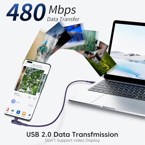10 ft USB C to USB C Charger Cable (2-Pack) – 60 W Fast Charging Type C Cord with Right Angle Connector for i Phone 16, 15 Pro Max/Plus, Mac Book Air, Samsung S23 Ultra/S22, Note 20 – Superior Durability & Enhanced Ergonomics for Optimal Device Performance