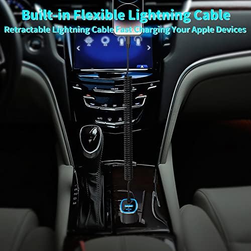 Rombica 105 W MFi Certified Dual USB-C & USB-A Fast Car Charger for i Phone 16 Pro Max – Ultimate Portable Power Solution with 6 FT Coiled Type-C Cable for Rapid Charging on the Go, Perfect for Road Trips and Daily Commuting