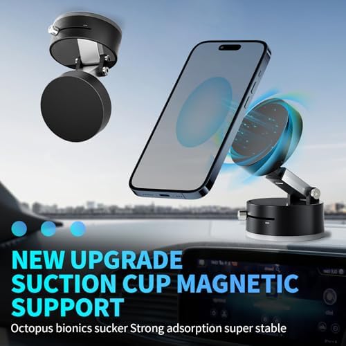 Woolcar Magnetic Phone Holder, Vacuum Mount, Innovative Toggle Design, Foldable Portable Vacuum Magnetic Cell Phone Holder – Enhanced Compatibility and Speed