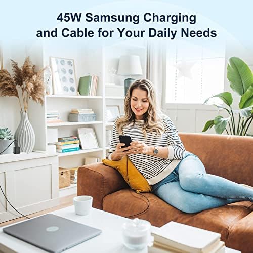 Dual Pack 45 W Super Fast Charger with 10 ft Type C Cable for Samsung Galaxy Devices – Quick Charge Solution for S25, S24 Ultra, S23+, S22+ & More – Portable, Durable & Reliable Android Power Adapter
