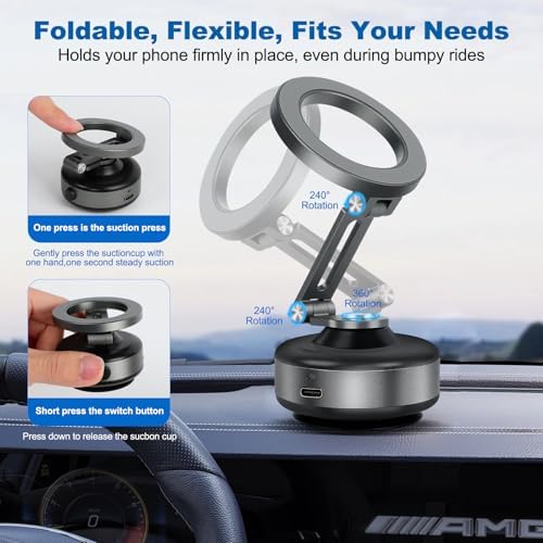Revolutionary 360-Degree Electric Magnetic Suction Phone Holder – Universal Mount for i Phone 12-16, Ideal for Car, Shower, and Home Use – Secure, Hands-Free Convenience with Enhanced Stability and Modern Design
