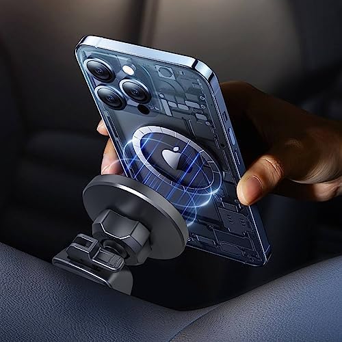 Mag Safe-Compatible Cup Holder Phone Mount – Ultra-Strong Magnetic Phone Holder with Flexible Gooseneck, Expandable Base for Secure Fit in Any Vehicle, Perfect for i Phone, Galaxy, and Pixel – Enhance Your Driving Safety and Convenience