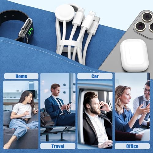 Premium 5 W Fast Charging USB C Cable for Apple Watch – 6 ft Magnetic Charger, MFi Certified, Compatible with Series SE2/8/7 & All Sizes 38 mm to 45 mm – Reliable & Efficient Power Solution for On-the-Go Users