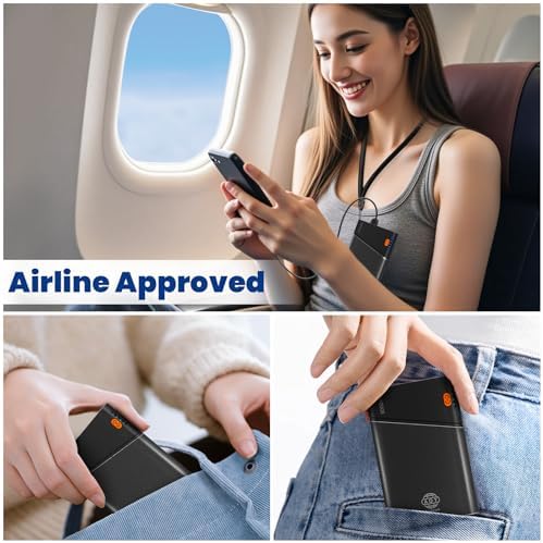 Sleek 5000 m Ah Pink Portable Power Bank with Integrated USB-C Fast Charger – Ultra-Compact Mini Battery Pack for i Phone 16/15/14 & Samsung S24 – Lightweight Design with Handy Lanyard for Effortless Travel Charging