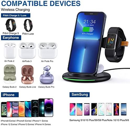 Revolutionary 3-in-1 Multi-Device Charging Station for Fitbit Charge 5/6, i Phone 16/15/14/13 Pro Max/12/11, Samsung Galaxy S25/S24/S23/S22+, and Air Pods Pro/3 – Rapid Charging & Enhanced Device Compatibility for Seamless Power Management