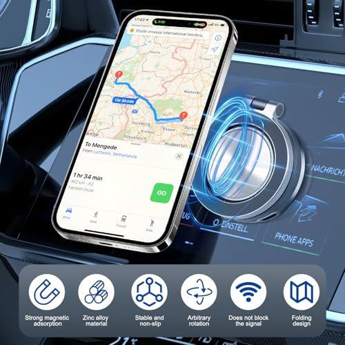 Magnetic 360° Electric Suction Phone Holder for Cars and Gyms – Ultra-Stable Grip for Seamless Hands-Free Access to Your Smartphone on Any Smooth Surface (Black) – Perfect for Navigation and Workouts