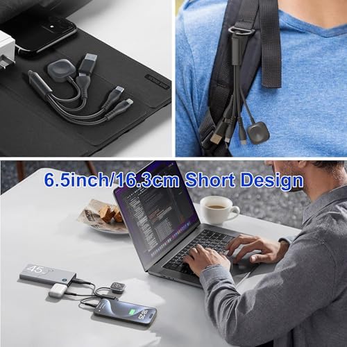 Transform Your Charging Routine with the 60 W Fast Charge 3-in-2 USB C Cable – MFi Certified Compact Solution for Apple Watch & Multi-Device Compatibility – Perfect 6.5-Inch Travel Charger for i Phone 16/15/14 & Galaxy Smartphones – Durable, Efficient, and Ideal for On-the-Go Power Needs